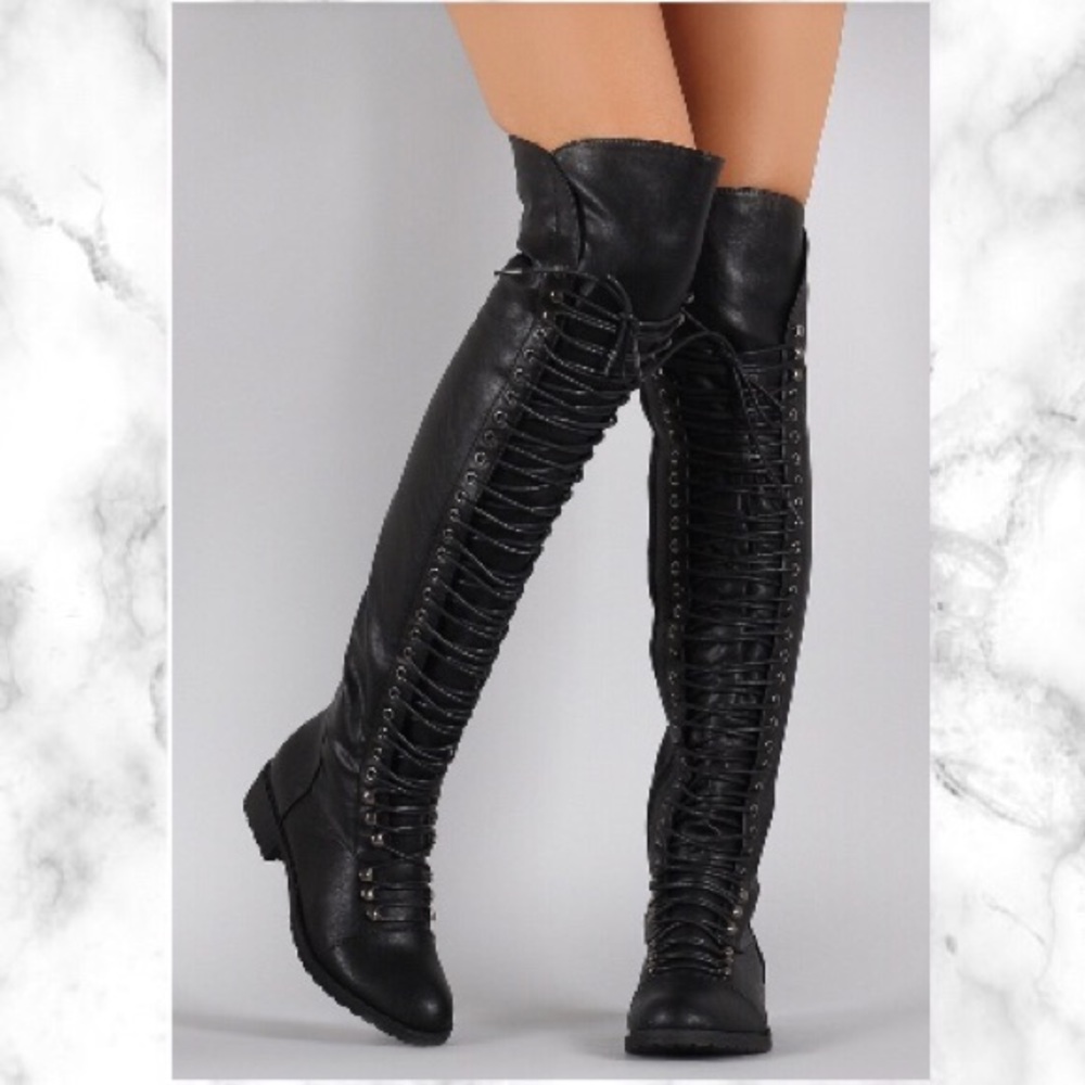 ✨Combat Lace Up Over The Knee Boots✨